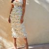 Floral Layered Ruffle Corset Midi Dress