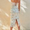Floral Layered Ruffle Corset Midi Dress