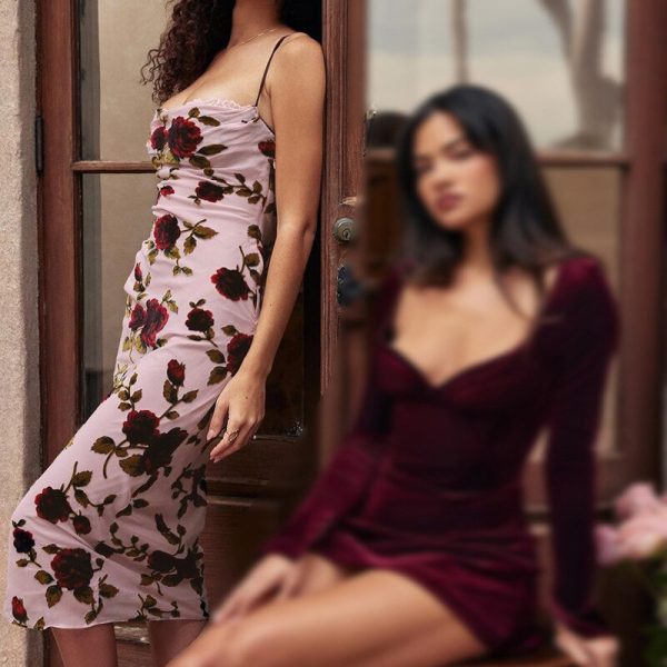 Floral Print Strappy Back Tie-Up Midi Dress