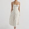 Floral Print Tie-Up Strap Flowy Midi Dress
