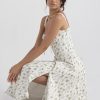 Floral Print Tie-Up Strap Flowy Midi Dress