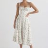 Floral Print Tie-Up Strap Flowy Midi Dress