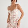 Floral Print Tie-Up Strap Flowy Midi Dress
