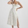 Floral Print Tie-Up Strap Flowy Midi Dress