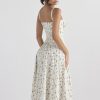 Floral Print Tie-Up Strap Flowy Midi Dress