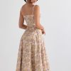Floral Print Tie-Up Strap Flowy Midi Dress