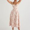 Floral Print Tie-Up Strap Flowy Midi Dress