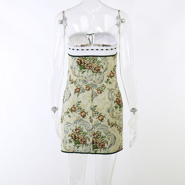 Floral Printed Lace Up Tube Mini Dress