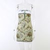 Floral Printed Lace Up Tube Mini Dress