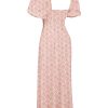 Floral Print Square Neckline Puff Sleeves Maxi Dress