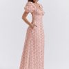 Floral Print Square Neckline Puff Sleeves Maxi Dress