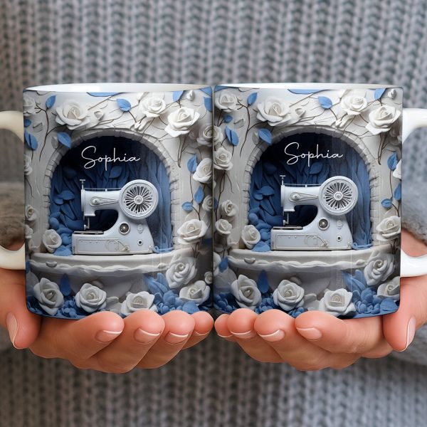 Floral Sewing Machine Creative Design - Personalized Custom Coffee Mug - HOB018_MG