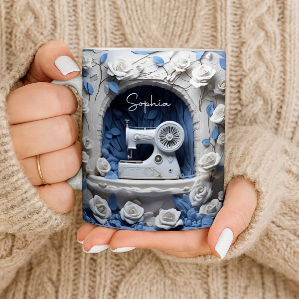 Floral Sewing Machine Creative Design - Personalized Custom Coffee Mug - HOB018_MG
