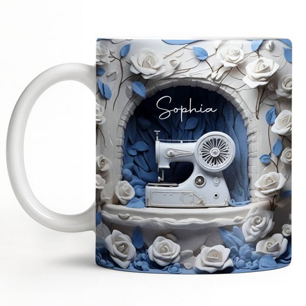 Floral Sewing Machine Creative Design - Personalized Custom Coffee Mug - HOB018_MG