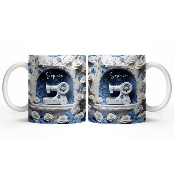 Floral Sewing Machine Creative Design - Personalized Custom Coffee Mug - HOB018_MG