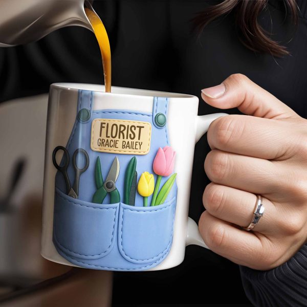 Florist Scissors Tulip And Other Flowers Design - Personalized Custom Coffee Mug - GARD020_MG