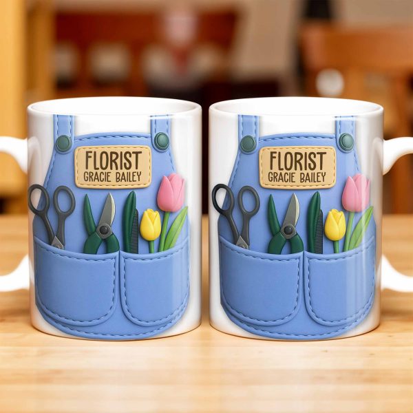 Florist Scissors Tulip And Other Flowers Design - Personalized Custom Coffee Mug - GARD020_MG