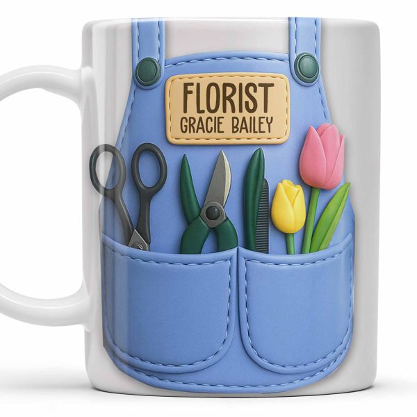Florist Scissors Tulip And Other Flowers Design - Personalized Custom Coffee Mug - GARD020_MG