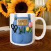 Florist Scissors Tulip And Other Flowers Design - Personalized Custom Coffee Mug - GARD020_MG