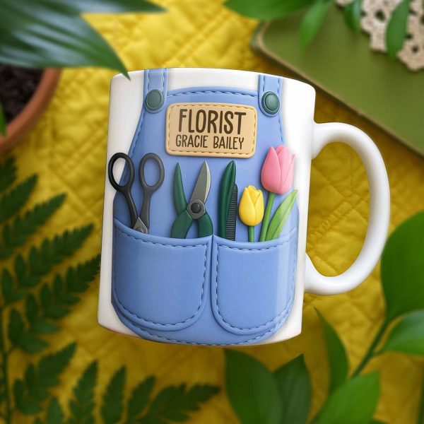 Florist Scissors Tulip And Other Flowers Design - Personalized Custom Coffee Mug - GARD020_MG