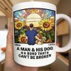Flower Field A Girl And Her Dog And Cat - Personalized Mug