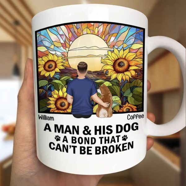 Flower Field A Girl And Her Dog And Cat - Personalized Mug