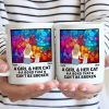 Flower Field A Girl And Her Dog And Cat - Personalized Mug