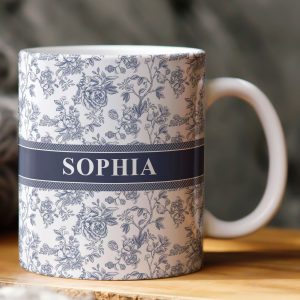 Flower Toile De Jouy Custom Color - Personalized Mug