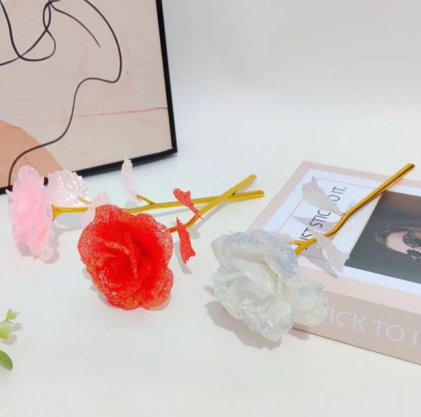 Foil Plated Rose Gold Rose Artificial Flowers Gift Set