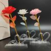 Foil Plated Rose Gold Rose Artificial Flowers Gift Set