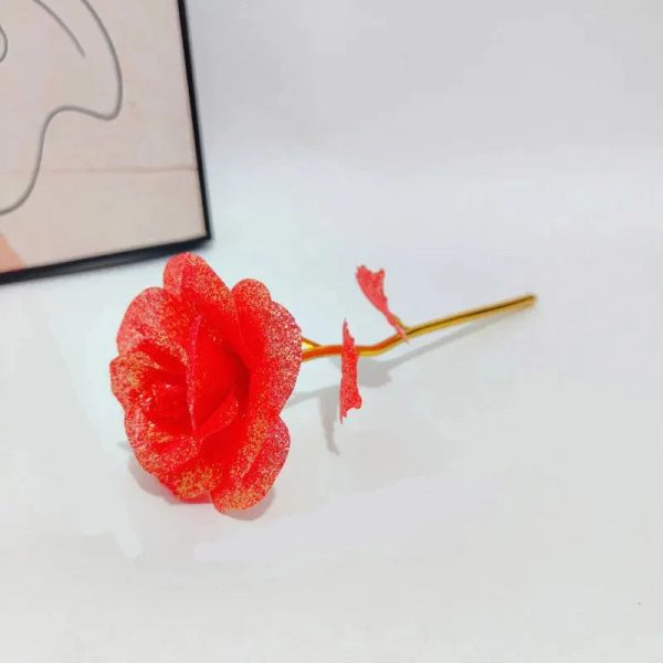 Foil Plated Rose Gold Rose Artificial Flowers Gift Set
