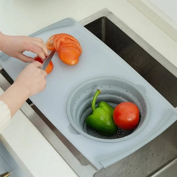 Foldable 3-In-1 Cutting Board With Drain Basket