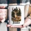 Forest Deers Vintage Grunge Personalized Mug, Retro Hunter Gift with Custom Name