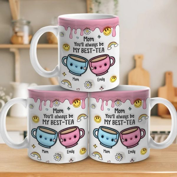 Forever Connected, Always Loved - Family Personalized Custom 3D Inflated Effect Printed Mug - Gift For Mom, Daughter