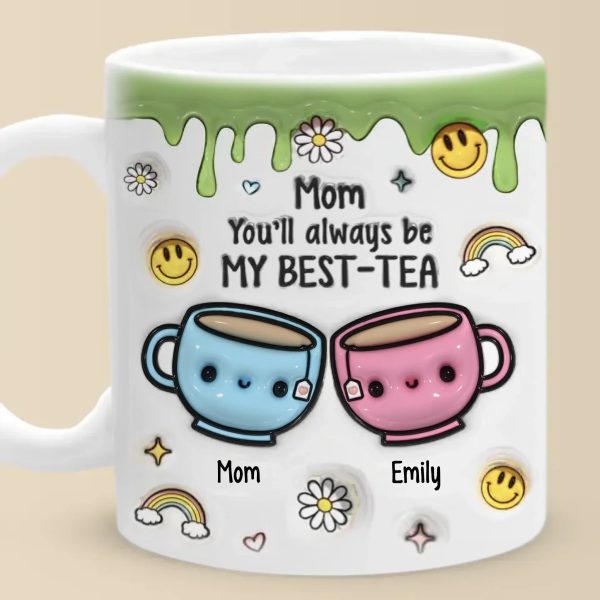 Forever Connected, Always Loved - Family Personalized Custom 3D Inflated Effect Printed Mug - Gift For Mom, Daughter