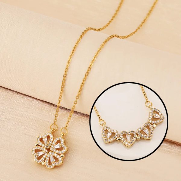Four Leaf Clover Heart Necklace in Gift Box