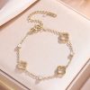 Four Leaf Clover Zircon Stainless Steel Bracelet