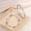 Four Leaf Clover Zircon Stainless Steel Bracelet