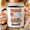 Freak in the Sheets Ghost Personalized Mug, Naughty Halloween Gift with Custom Name