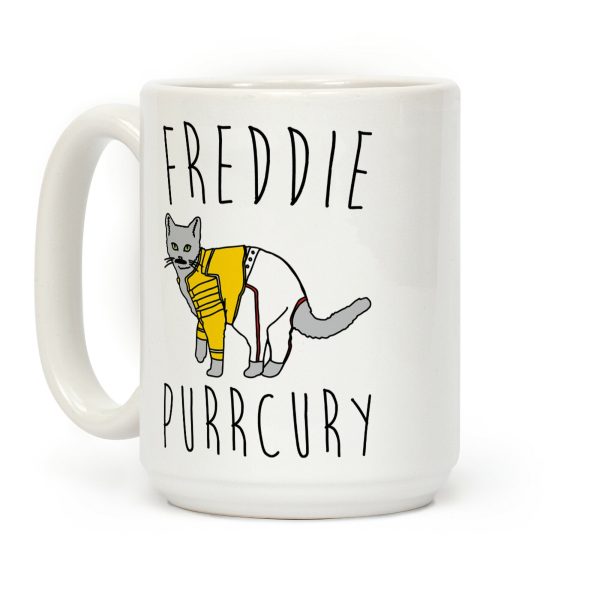 Freddie Purrcury Cat Parody Coffee Mug