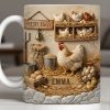 Fresh Eggs With Charming Chickens Design - Personalized Custom Coffee Mug - FARM020_MG