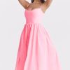 Fresh Scoop Neck Spaghetti Strap Pocket Trim Fit & Flare Midi Sundress - Pink