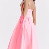 Fresh Scoop Neck Spaghetti Strap Pocket Trim Fit & Flare Midi Sundress - Pink
