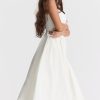 Fresh Scoop Neck Spaghetti Strap Pocket Trim Fit & Flare Midi Sundress - White