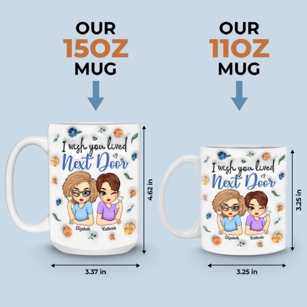 Friends By Chance, Besties By Choice - Bestie Personalized Custom 3D Inflated Effect Printed Mug - Gift For Best Friends, BFF, Sisters