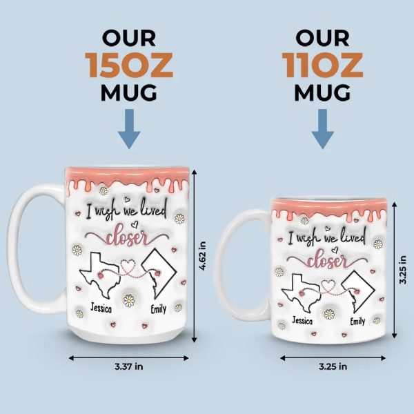 Friendship Transcends Distance And Time - Bestie Personalized Custom 3D Inflated Effect Printed Mug - Gift For Best Friends, BFF, Sisters