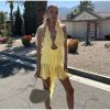 Frill Deep Neck Halter Mini Ruched Dress