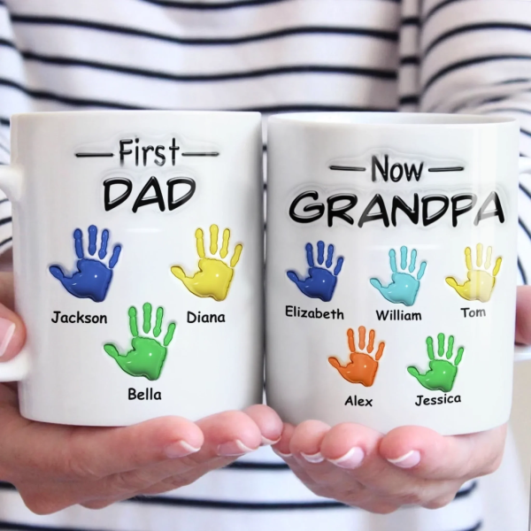 From Dad To Grandpa - Family Personalized Custom 3D Inflated Effect Printed Mug - Father's Day, Gift For Dad, Grandpa