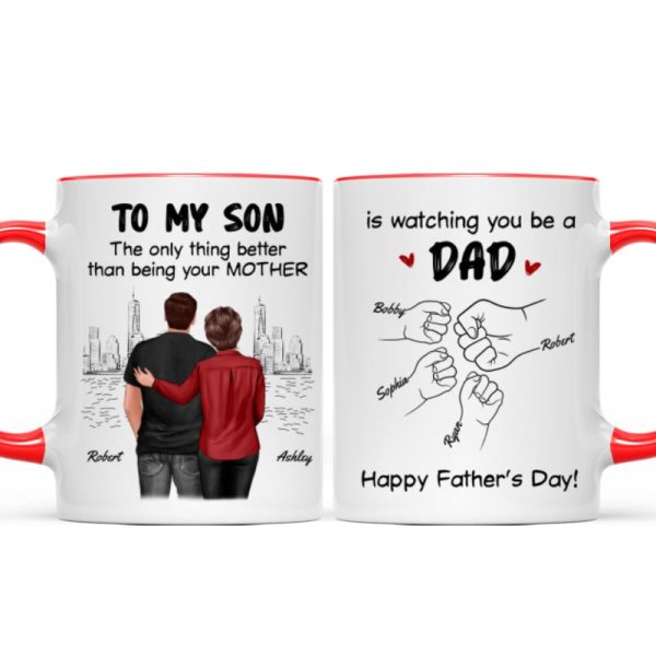 From Mom Dad To Son Watching You Be A Dad Personalized Mug, Gift For Son