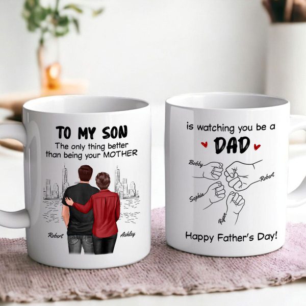 From Mom Dad To Son Watching You Be A Dad Personalized Mug, Gift For Son
